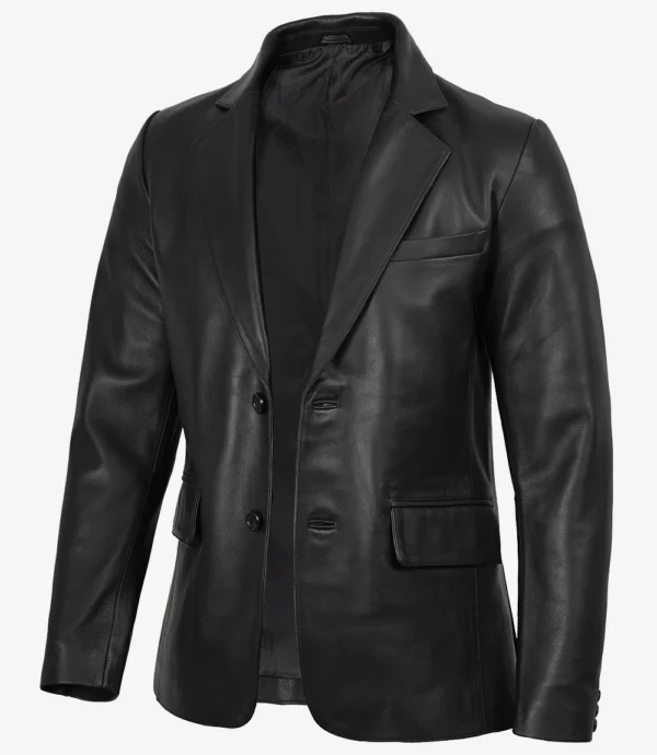 2_button_leather_blazer_for_men__57056_zoom 2 Buttons Blazer Men Black RL